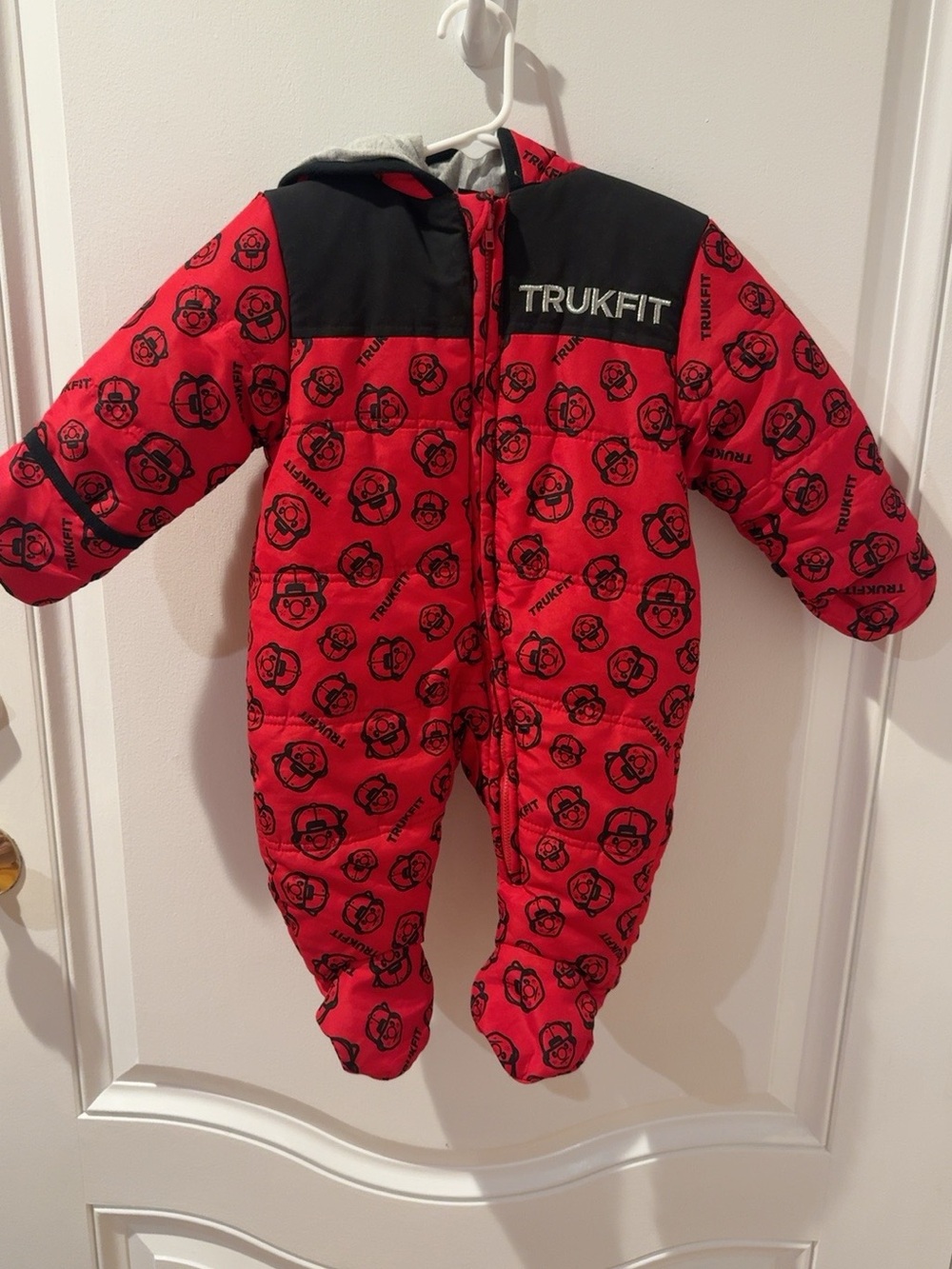 TRUKFIT Baby Red Black Hooded Puffer Snowsuit 6-9 Months